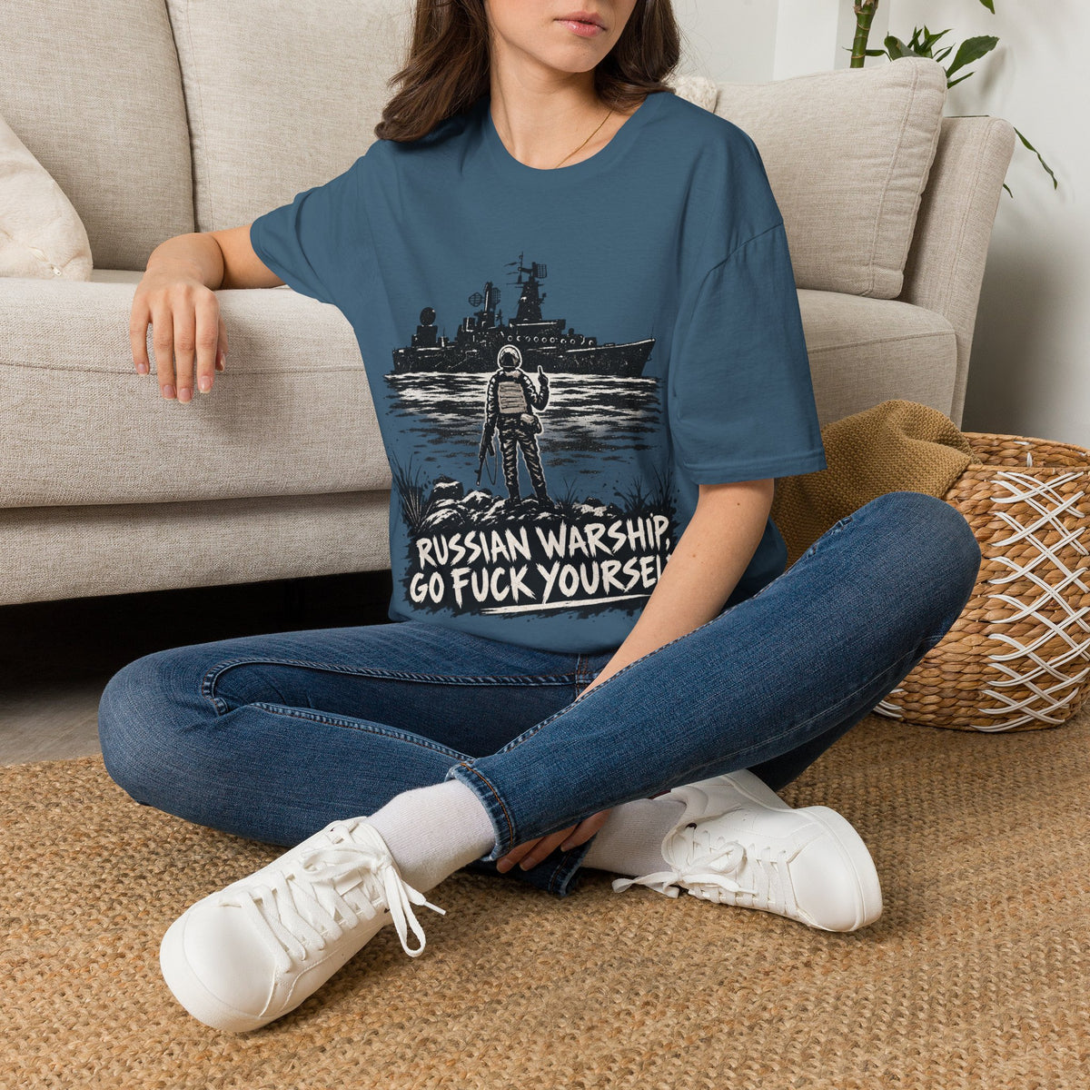 Graphic T-Shirt — "Russian Warship, Go F*** Yourself" Protest Tee