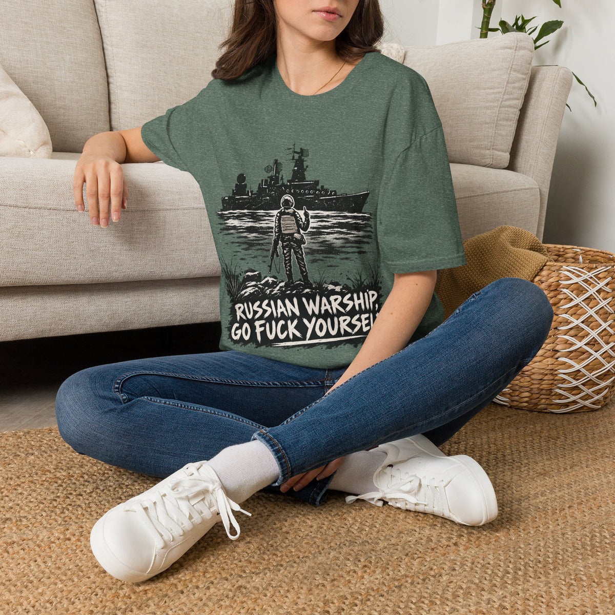 Graphic T-Shirt — "Russian Warship, Go F*** Yourself" Protest Tee