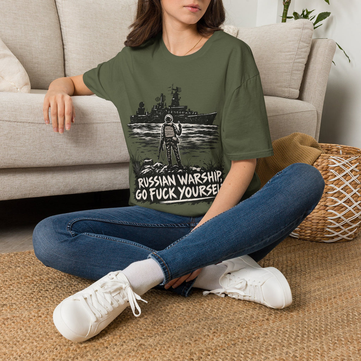 Graphic T-Shirt — "Russian Warship, Go F*** Yourself" Protest Tee